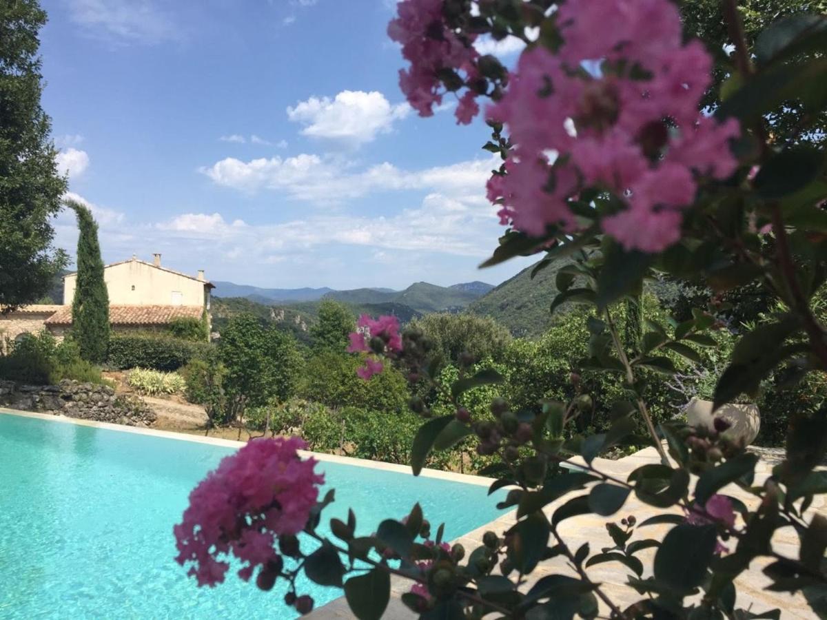 Gite En Cevennes Du Sud, Bergerie Restauree Au Rez De Jardin D'Une Bastide Avec Piscine, Vue Exceptionnelle, Authenticite Et Confort Saint-Laurent-le-Minier Eksteriør billede