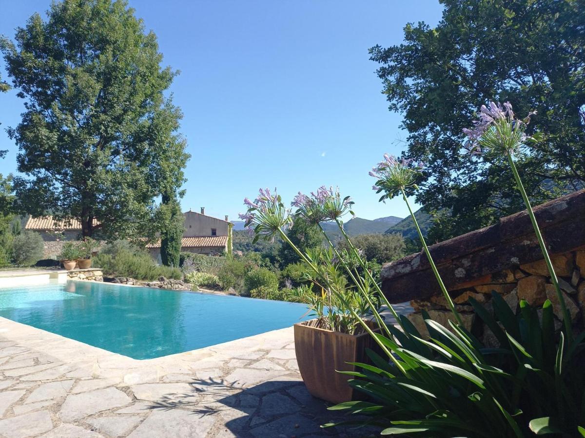 Gite En Cevennes Du Sud, Bergerie Restauree Au Rez De Jardin D'Une Bastide Avec Piscine, Vue Exceptionnelle, Authenticite Et Confort Saint-Laurent-le-Minier Eksteriør billede
